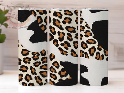 Rustic Cowhide Leopard Tumbler, Distressed Leopard Sublimation Design, Western Cowhide Art, 20oz Rustic Tumbler, Whimsical Leopard Mug, Farmhouse Cowhide Cup, Vintage Distressed Wrap Sublimation Lara' s Designs 