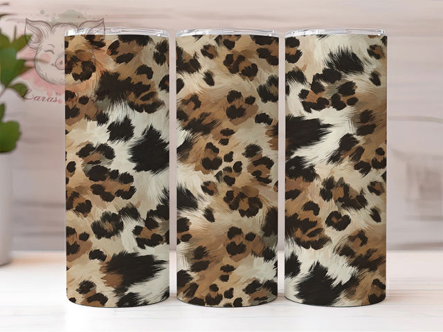 Rustic Cowhide Leopard Western Tumbler Wrap, Distressed Tumbler Design, Leopard Print Tumbler, Rustic Animal Print Tumbler, 20Oz Tumbler Sublimation, Western Tumbler Wrap Sublimation Lara' s Designs 
