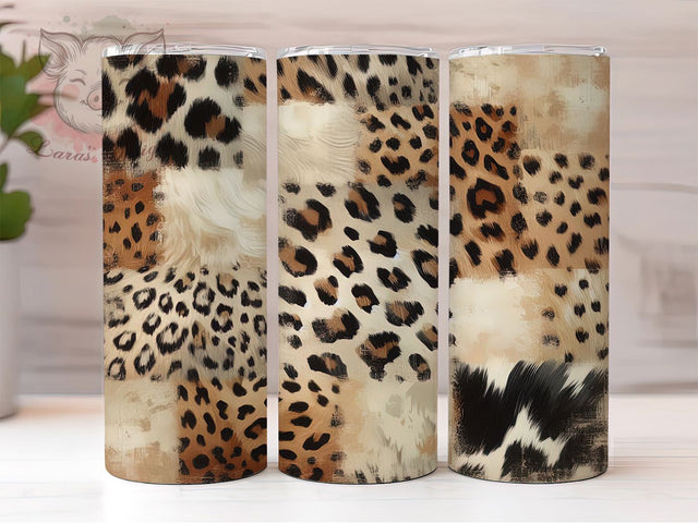 Rustic Cowhide Leopard Western Tumbler Wrap, Distressed Tumbler Design, Leopard Print Tumbler, Rustic Animal Print Tumbler, 20Oz Tumbler Sublimation, Western Tumbler Wrap Sublimation Lara' s Designs 