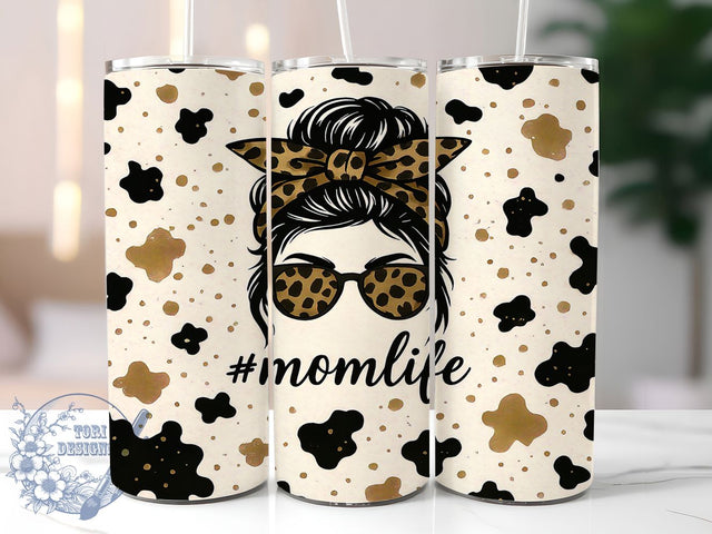 Rustic Cowhide Mom Life Tumbler, Cowhide Messy Bun Wrap, 20Oz Cowhide Drinkware, Messy Bun Mom Cup, Sublimation Cowhide Design, Farm Mom Tumbler, Rustic Messy Bun Wrap Sublimation ToriDesigns 