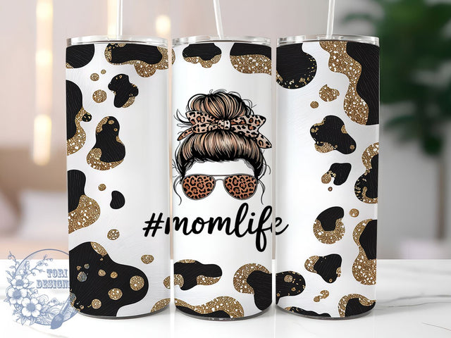 Rustic Cowhide Mom Life Tumbler, Cowhide Messy Bun Wrap, 20Oz Cowhide Drinkware, Messy Bun Mom Cup, Sublimation Cowhide Design, Farm Mom Tumbler, Rustic Messy Bun Wrap Sublimation ToriDesigns 