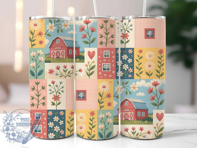 Rustic Cozy Quiltcore Tumbler, Farmhouse Tumbler, Rustic Quilt Wrap, Whimsical Patchwork Wrap, Cozy Farmhouse Wrap, Sublimation Design, Trendy Gift Idea Sublimation ToriDesigns 