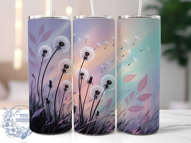 Rustic Dandelion Floral Tumbler, Spring Flower Tumbler, Stylish 20oz Wrap, Sublimation Design, Trendy Gift Idea, Rustic Dandelion Wrap, Botanical Floral Tumbler Sublimation ToriDesigns 