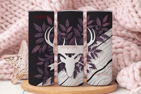 Rustic Deer Antler 20oz Tumbler Wrap Sublimation DesignSVG 