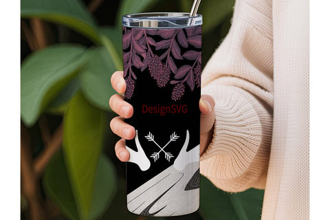 Rustic Deer Antler 20oz Tumbler Wrap Sublimation DesignSVG 