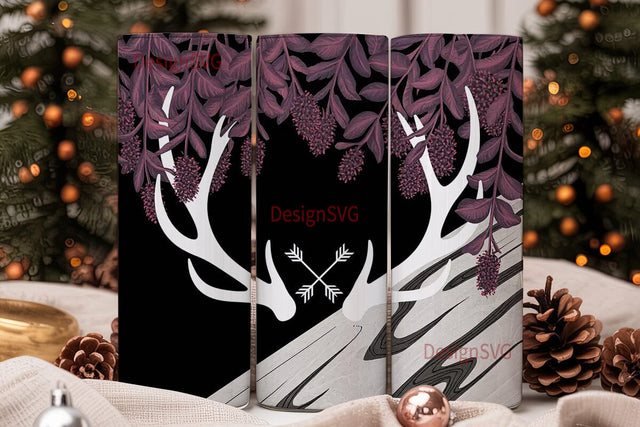 Rustic Deer Antler 20oz Tumbler Wrap Sublimation DesignSVG 