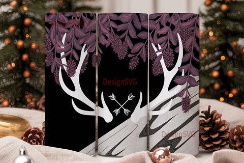Rustic Deer Antler 20oz Tumbler Wrap Sublimation DesignSVG 