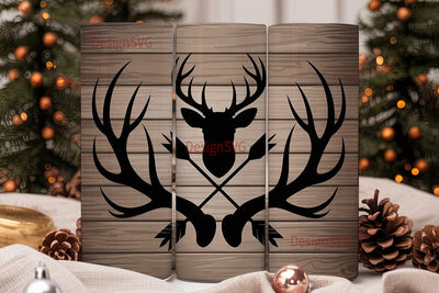 Rustic Deer Antlers 20oz Tumbler Wrap Sublimation DesignSVG 