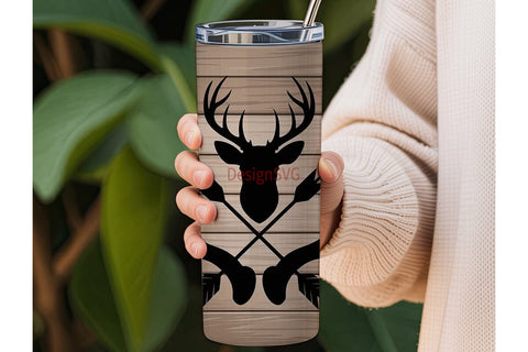 Rustic Deer Antlers 20oz Tumbler Wrap Sublimation DesignSVG 