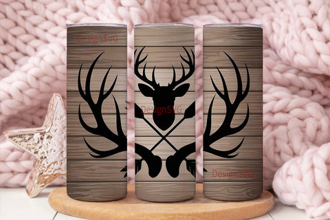Rustic Deer Antlers 20oz Tumbler Wrap Sublimation DesignSVG 