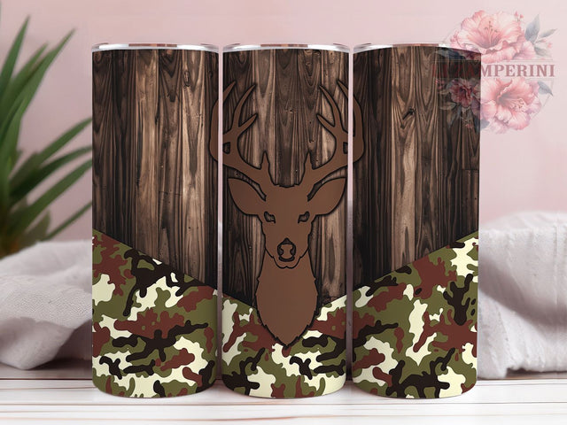Rustic Deer Camo Hunting Tumbler Wrap, Deer Camo Design, Woodland Camo Tumbler, 20oz Outdoor Tumbler, Camping Tumbler Wrap, Rustic Camo Sublimation Sublimation Li Zamperini 