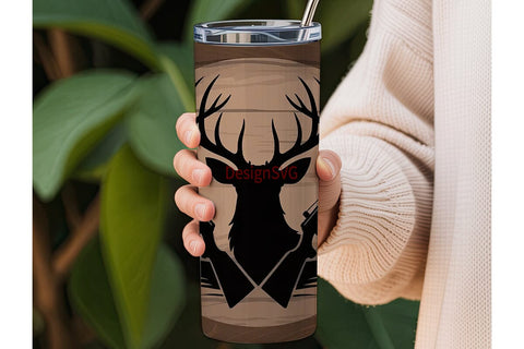 Rustic Deer Hunting 20oz Tumbler Wrap Sublimation DesignSVG 