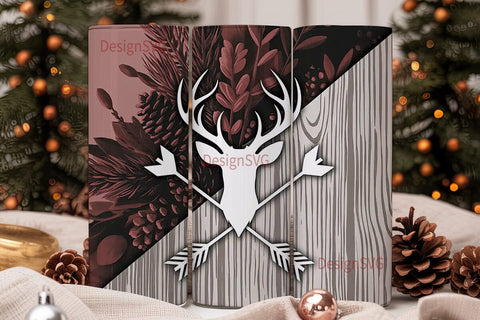 Rustic Deer Silhouette 20oz Tumbler Wrap Sublimation DesignSVG 