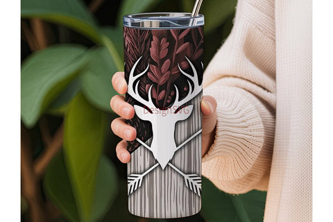 Rustic Deer Silhouette 20oz Tumbler Wrap Sublimation DesignSVG 