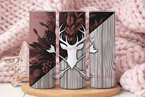 Rustic Deer Silhouette 20oz Tumbler Wrap Sublimation DesignSVG 