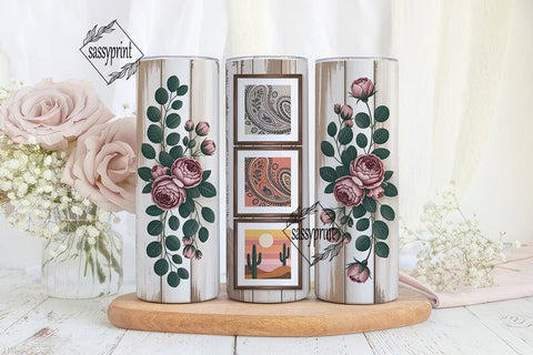 Rustic Desert Floral 20oz Tumbler Wrap Sublimation sassyprint 
