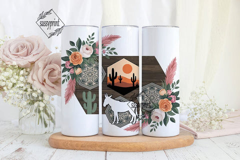 Rustic Desert Floral 20oz Tumbler Wrap Sublimation sassyprint 