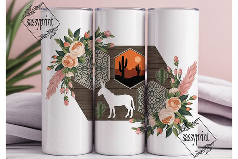 Rustic Desert Floral 20oz Tumbler Wrap Sublimation sassyprint 