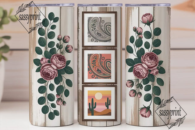 Rustic Desert Floral 20oz Tumbler Wrap Sublimation sassyprint 