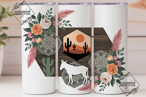 Rustic Desert Floral 20oz Tumbler Wrap Sublimation sassyprint 