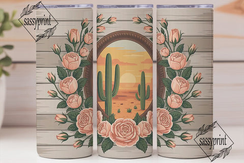 Rustic Desert Rose 20oz Tumbler Wrap Sublimation sassyprint 