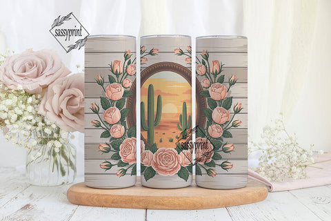 Rustic Desert Rose 20oz Tumbler Wrap Sublimation sassyprint 