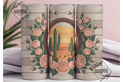 Rustic Desert Rose 20oz Tumbler Wrap Sublimation sassyprint 