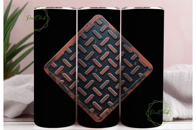 Rustic Diamond Plate 20oz Tumbler Wrap Sublimation PixelChick 