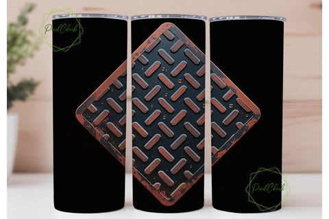 Rustic Diamond Plate 20oz Tumbler Wrap Sublimation PixelChick 