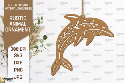 Rustic Dolphin Ornament Laser Cut. Animals SVG Design SVG Evgenyia Guschina 