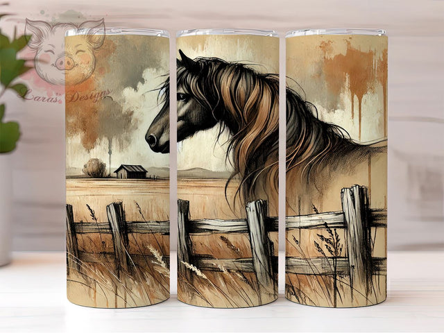 Rustic Draft Horse 20oz Tumbler, Farm Life Tumbler, 20oz Wrap, Sublimation Tumbler, Horse Lover Gift, Equine Decor Tumbler, Rustic Farm Tumbler Sublimation Lara' s Designs 