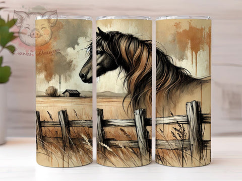 Rustic Draft Horse 20oz Tumbler, Farm Life Tumbler, 20oz Wrap, Sublimation Tumbler, Horse Lover Gift, Equine Decor Tumbler, Rustic Farm Tumbler Sublimation Lara' s Designs 