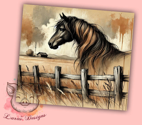 Rustic Draft Horse 20oz Tumbler, Farm Life Tumbler, 20oz Wrap, Sublimation Tumbler, Horse Lover Gift, Equine Decor Tumbler, Rustic Farm Tumbler Sublimation Lara' s Designs 