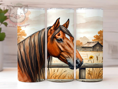 Rustic Draft Horse 20oz Tumbler, Farm Life Tumbler, 20oz Wrap, Sublimation Tumbler, Horse Lover Gift, Equine Decor Tumbler, Rustic Farm Tumbler Sublimation Lara' s Designs 