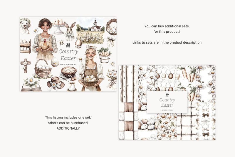 Rustic Easter Clipart | Country Easter PNG - So Fontsy
