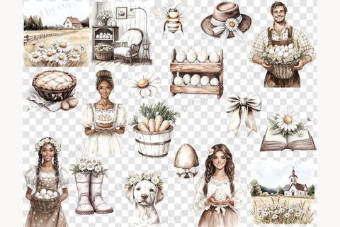 Rustic Easter Clipart | Country Easter PNG SVG GlamArtZhanna 