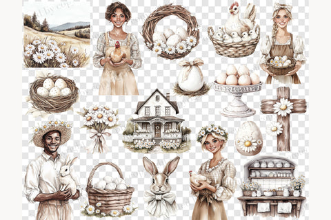Rustic Easter Clipart | Country Easter PNG SVG GlamArtZhanna 
