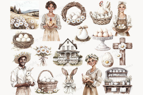 Rustic Easter Clipart | Country Easter PNG SVG GlamArtZhanna 