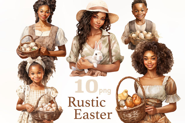 Rustic Easter Clipart | Easter Black Girls Clipart SVG GlamArtZhanna 