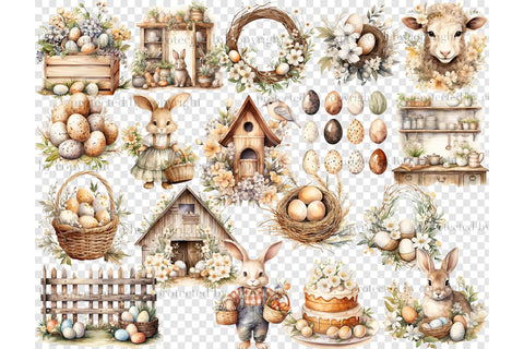 Rustic Easter Clipart | Spring Clipart Bundle SVG GlamArtZhanna 