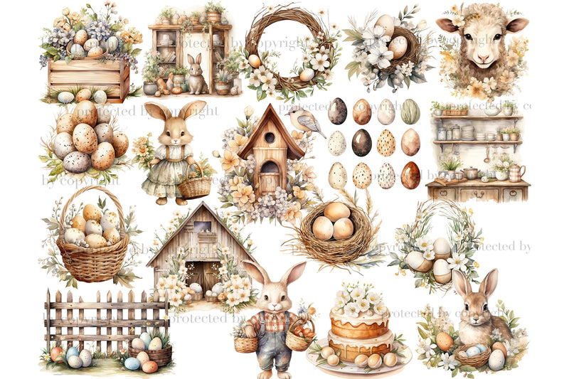 Rustic Easter Clipart | Spring Clipart Bundle - So Fontsy