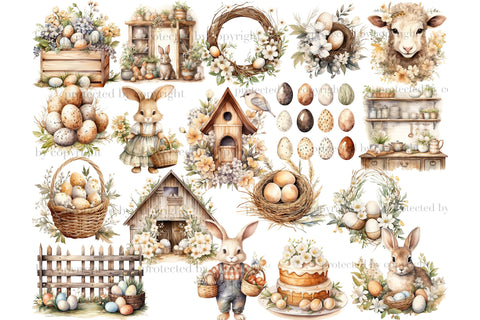 Rustic Easter Clipart | Spring Clipart Bundle SVG GlamArtZhanna 