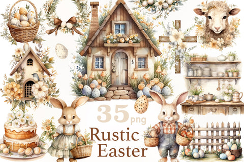 Rustic Easter Clipart | Spring Clipart Bundle SVG GlamArtZhanna 