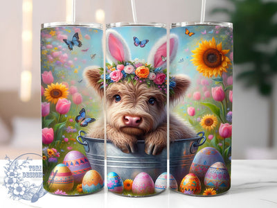 Rustic Easter Highland Cow Tumbler, Easter Cow Tumbler, Cute Cow Wrap, Rustic Cow Wrap, Festive Easter Wrap, Sublimation Design, Trendy Gift Idea Sublimation ToriDesigns 