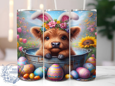 Rustic Easter Highland Cow Tumbler, Easter Cow Tumbler, Cute Cow Wrap, Rustic Cow Wrap, Festive Easter Wrap, Sublimation Design, Trendy Gift Idea Sublimation ToriDesigns 