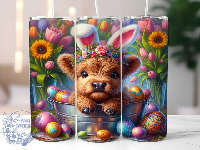 Rustic Easter Highland Cow Tumbler, Easter Cow Tumbler, Cute Cow Wrap, Rustic Cow Wrap, Festive Easter Wrap, Sublimation Design, Trendy Gift Idea Sublimation ToriDesigns 