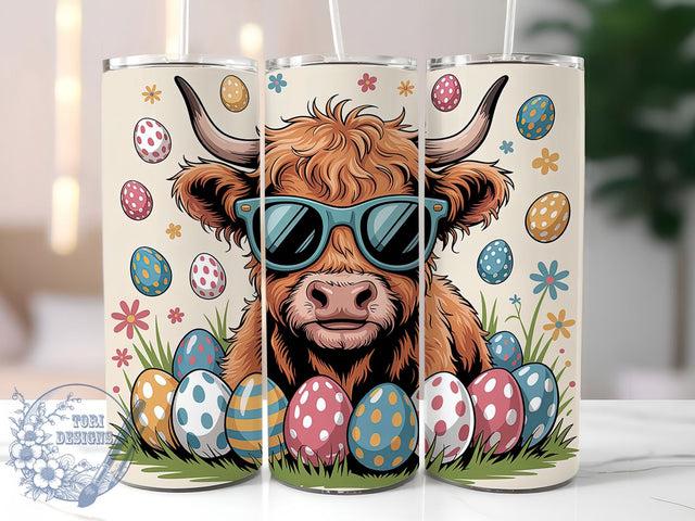 Rustic Easter Highland Cow Tumbler, Highland Cow Tumbler, Cute Cow Wrap, Festive Easter Wrap, Rustic Cow Wrap, Sublimation Design, Trendy Gift Idea Sublimation ToriDesigns 