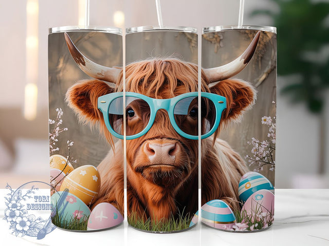 Rustic Easter Highland Cow Tumbler, Highland Cow Tumbler, Cute Cow Wrap, Festive Easter Wrap, Rustic Cow Wrap, Sublimation Design, Trendy Gift Idea Sublimation ToriDesigns 