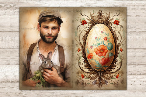 Rustic Easter Junk Journal Pages | Spring Collage SVG GlamArtZhanna 