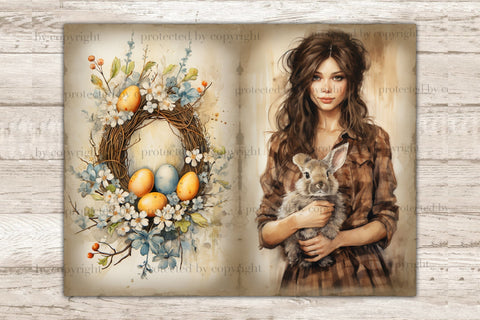 Rustic Easter Junk Journal Pages | Spring Collage SVG GlamArtZhanna 